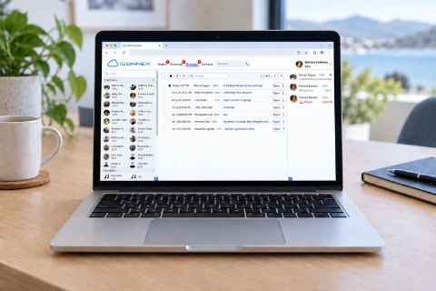Laptop with a composite of the supplied browser phone interface