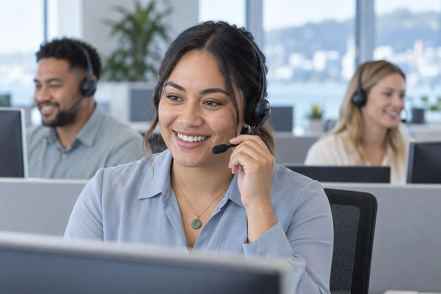 Contact centre team handling incoming calls